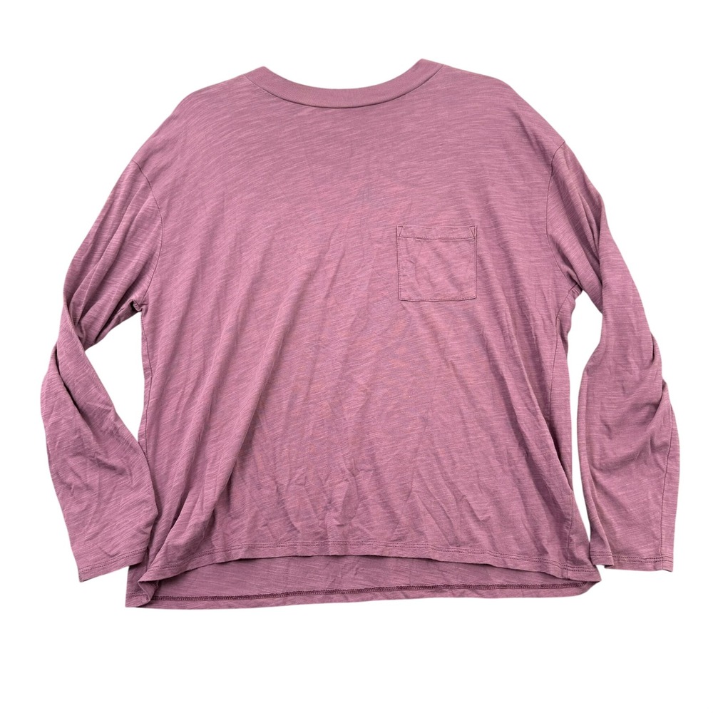 Garnet Hill Long Sleeve Pocket Tee Women L Organic Cotton Granola Basic
